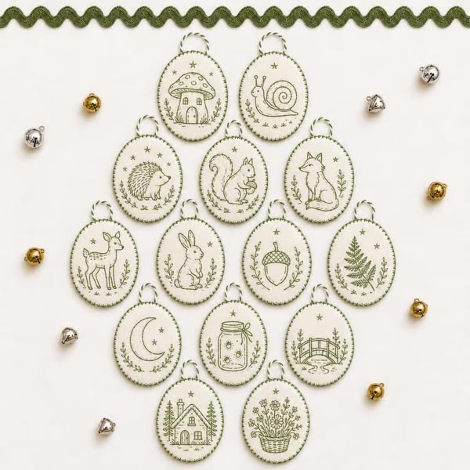 yiokeo Beginner-Friendly DIY Heirloom Oval Embroidery Ornament Kit Collection, Hand Embroidery Christmas Ornaments Kit with Tools & Guide, for Holiday Decor or Gifts (Style H)