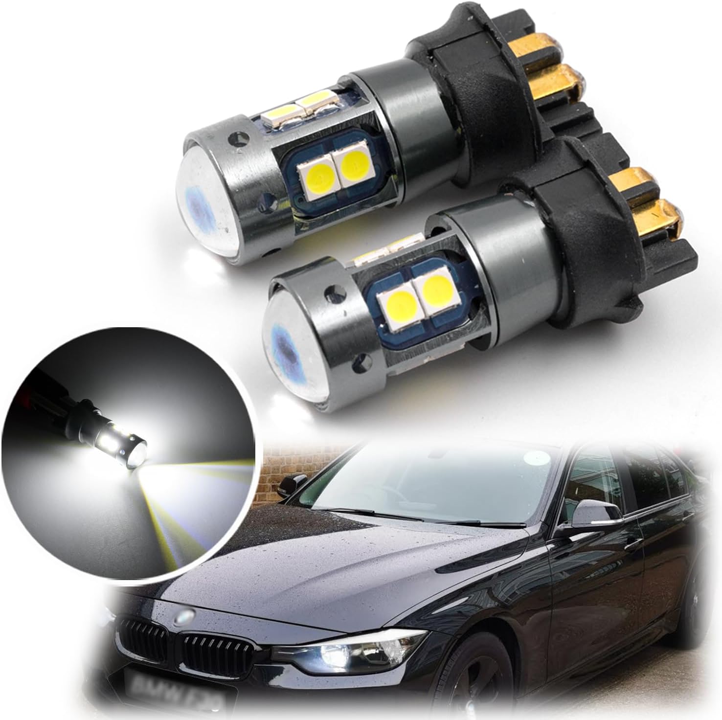 NSLUMO Xenon White Led Backup Reverse Light Bulbs Replacement for 2014-2017 B-MW 428i 430i 435i M4 535i GT LED Reverse Lights, 10-SMD 45W 8000K Reversing Led Bulbs Canbus Polarity Free
