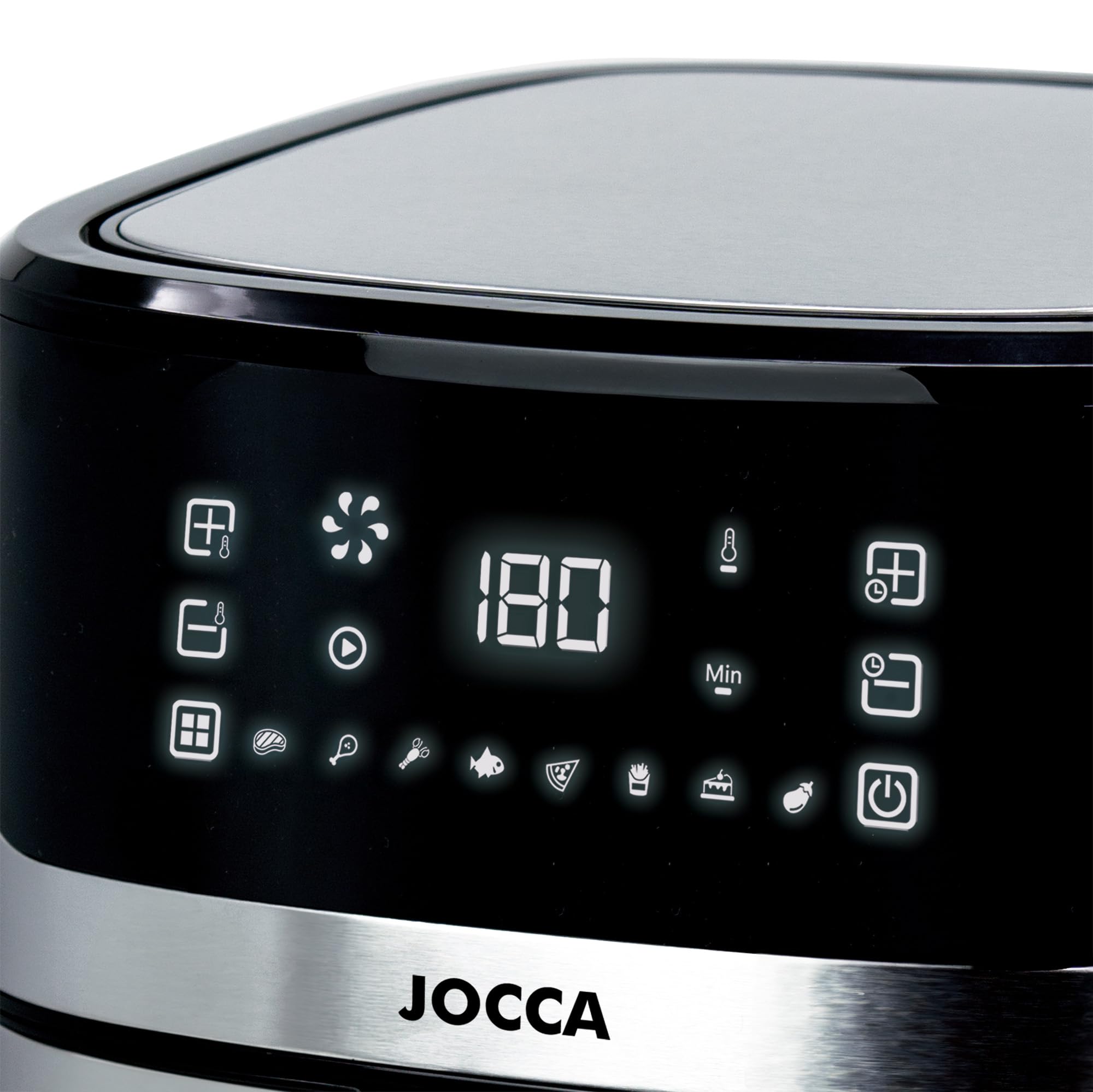Jocca - Frytkownica na gorące powietrze 3,8L | Frytkownica bezolejowa | Zdrowa kuchnia | 1450W mocy | Ochrona przed przegrzaniem | Uchwyt z zimnym dotykiem (srebrny/czarny 6,5L)