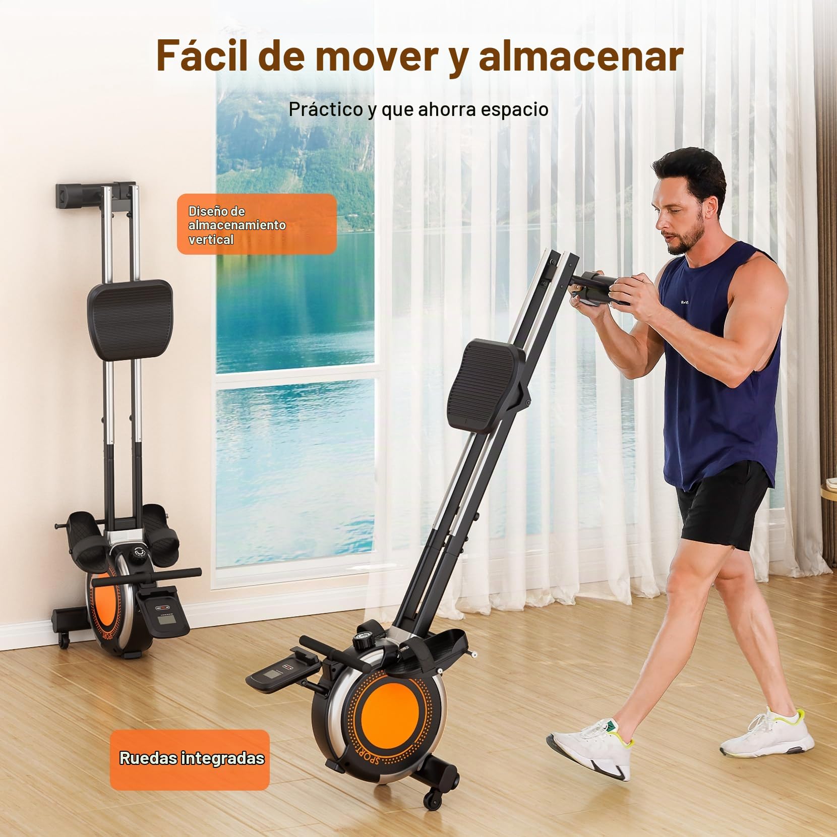 Dripex Máquina de Remo Silenciosa para Casa, 16 Niveles de Resistencia, Rieles Dobles Estables, Pantalla LCD, Soporta hasta 158 kg, Conexión Bluetooth con App, Ideal para Fitness en Casa