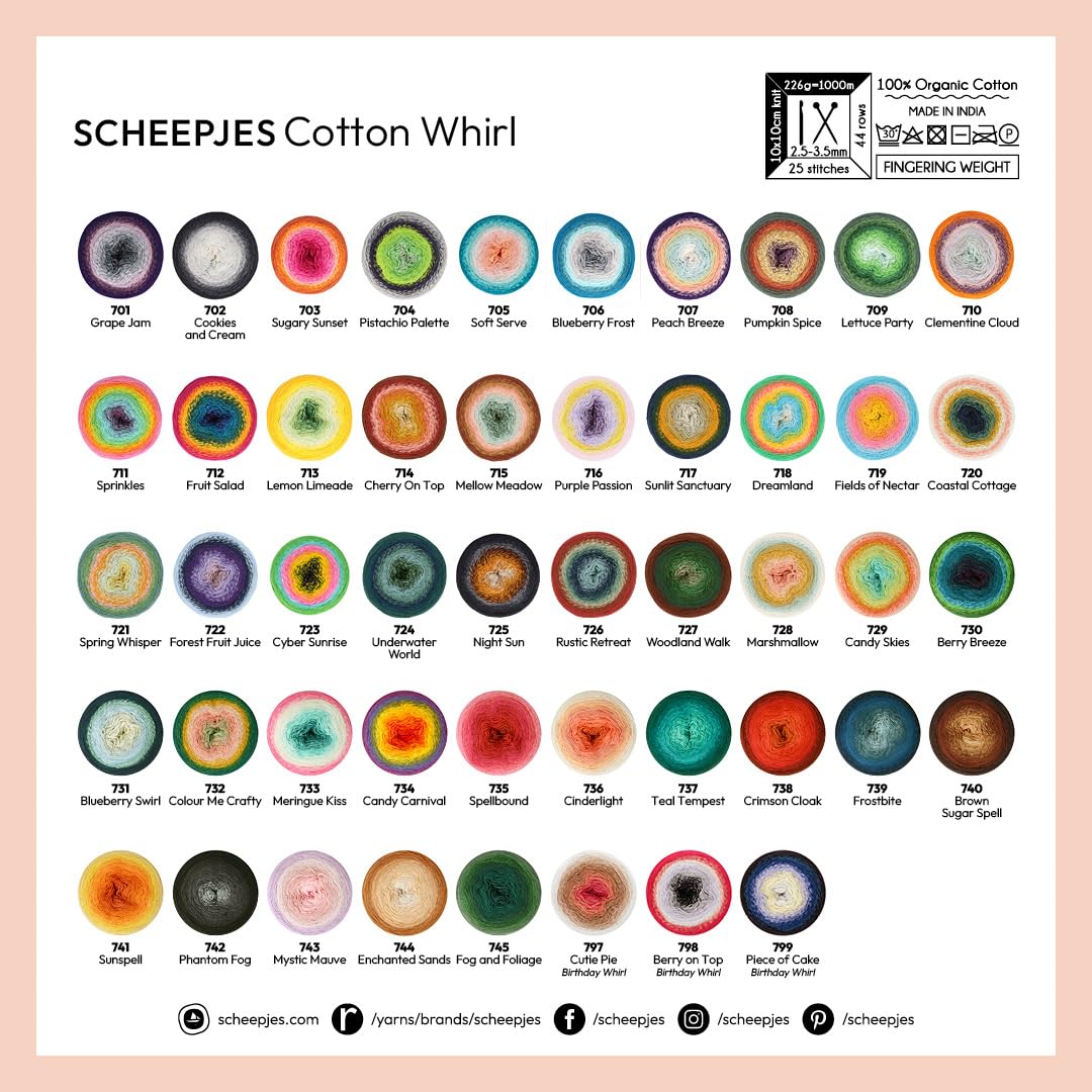 Scheepjes Cotton Whirl 1000m - 714 Cherry On Top, Knitting & Crochet Yarn