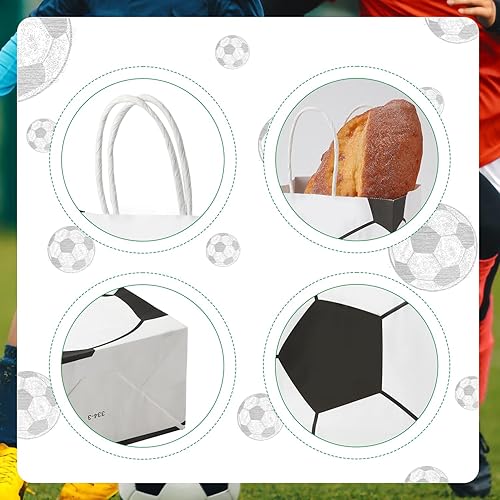 Miniatura 3 de 16 bolsas de papel para fiestas de fútbol, bolsas de regalo de fiesta temática de fútbol con asas, bolsas de dulces para niños y adultos,