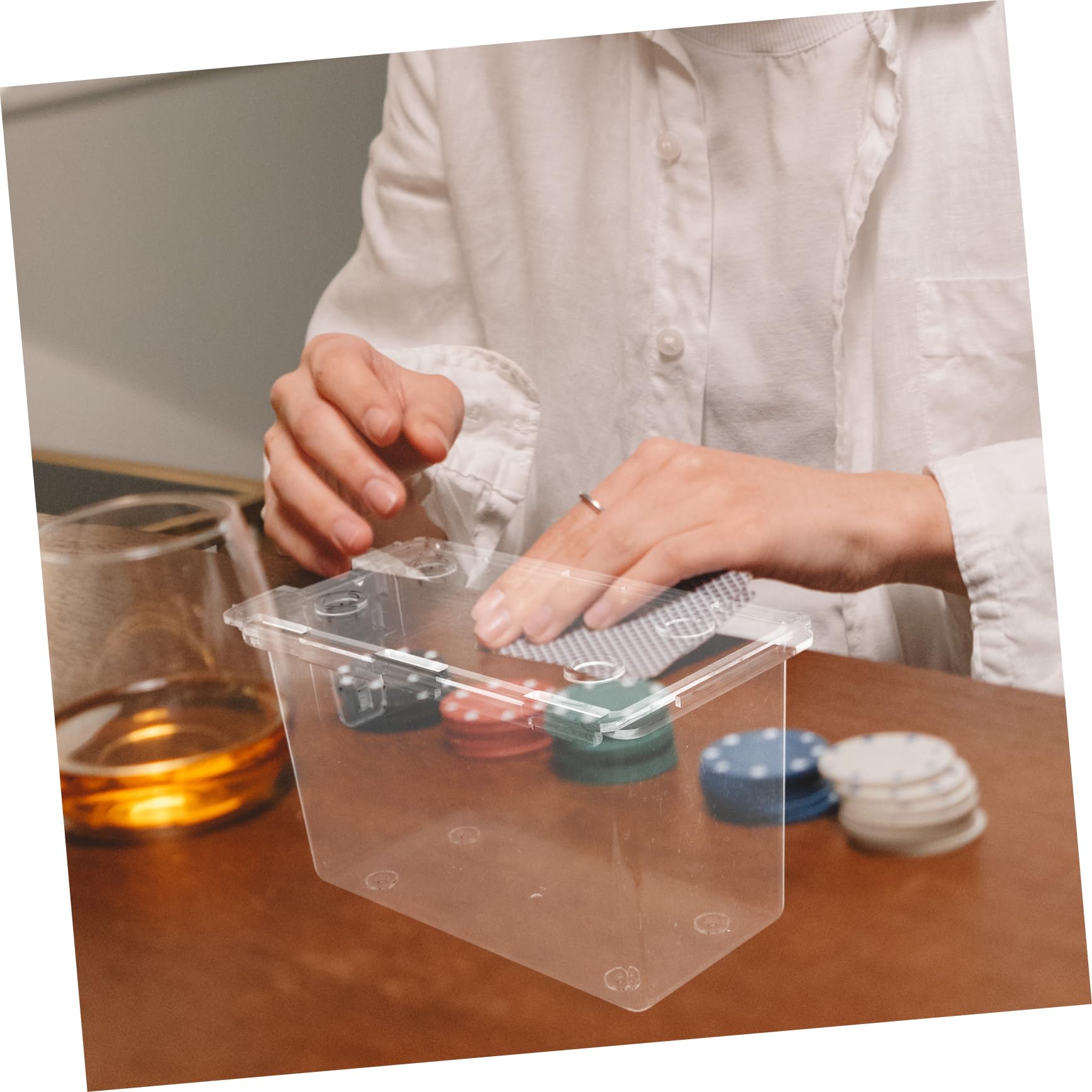 Rechteckige Aufbewahrungsbehälter-box Aus Acryl Pokerkartenhülle Leer Spielkartenhalter Transparent Kartenbox Organizer Für Spielkarten Kleine Perlen Und Knöpfe