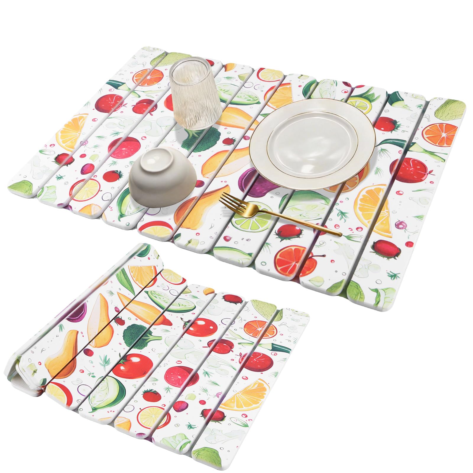 Stone Drying Mat for Kitchen Counter 60x40cm Foldable Non-Slip Stone Drying Pad Reusable Dish Drainer Mat Diatomite Drying Stone Mat with Exquisite Patterns for Sink Dish Rack Marble Worktop — image 1