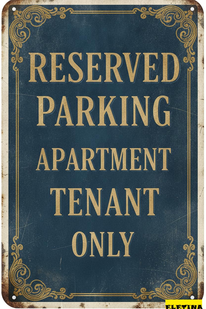 Reserved Parking Apartment Tin Sign, 8x12 Inch Decor