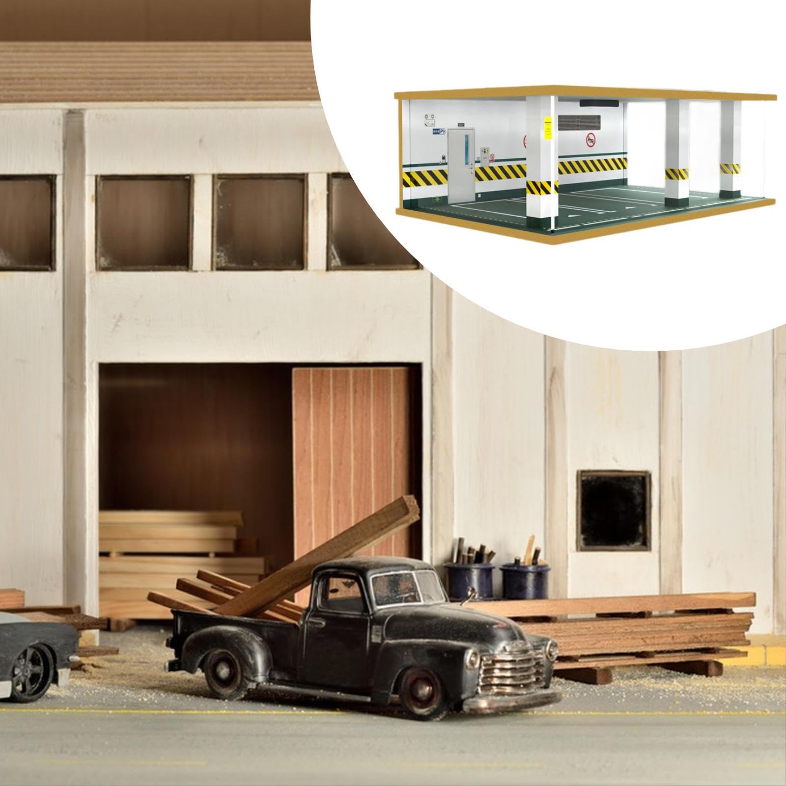 Sharplace Vitrina para Garaje Coches a Escala 1/24 con luz, con Espacio Almacenamiento y Gran Durabilidad. Modelo Garaje con Cubierta