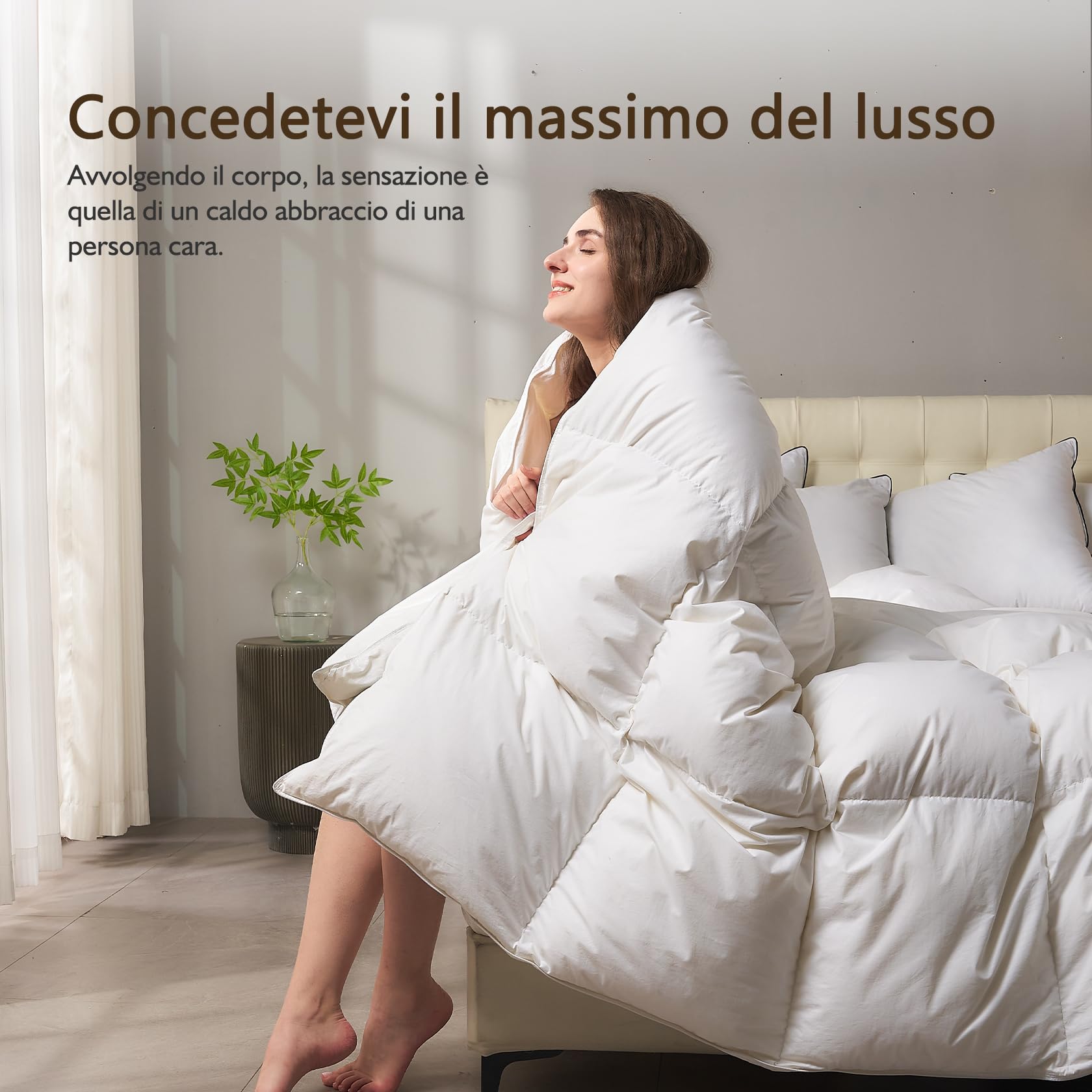 BPC piumino matrimoniale piuma di lusso, 100% cotone organico piumone piuma per invernale 220x240 cm, piumini matrimoniali d oca Ultra Soft Hotel Collection, conforme a Oeko-Tex e RDS