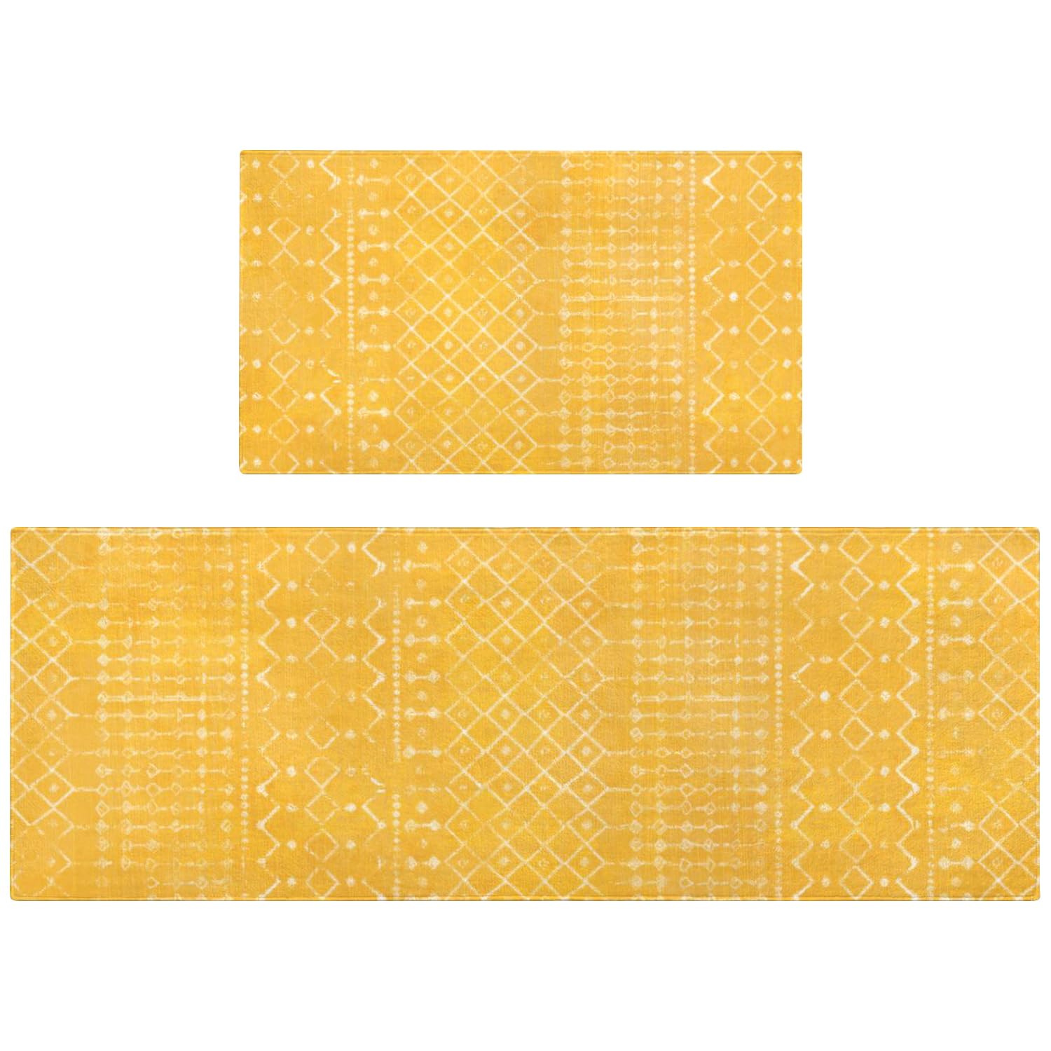 puwbnhj Kitchen Rugs and Mats Non Skid Washable Set of 2,Boho Moroccan Modern Farmhouse Faded Bohemian Runner Rug with Rubber Backing for Kitchen