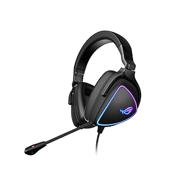 Asus Rog Delta S Lightweight with Ai Noise-Canceling Mic, Hi-Res Quad Dac, RGB Lighting Wired Over Ear Headphones with Mic Compatible with Pc, Nintendo Switch and Sony Playstation 5 - Black