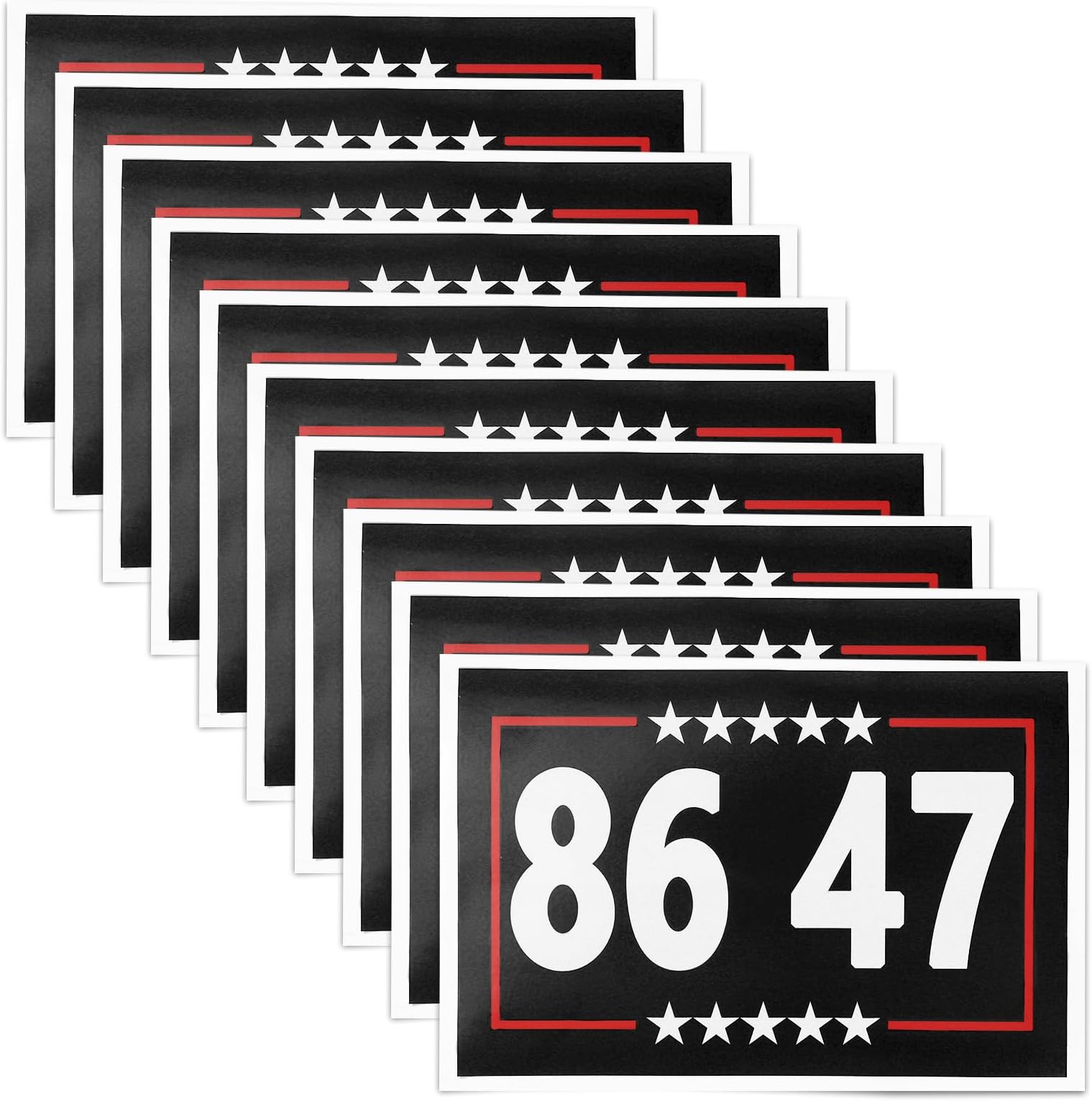 10pcs 8647 Stickers, Square Democratic Political Stickers Waterproof PVC Anti-Crime Number 47 President Decoration for Water Bottle Laptop Mobile