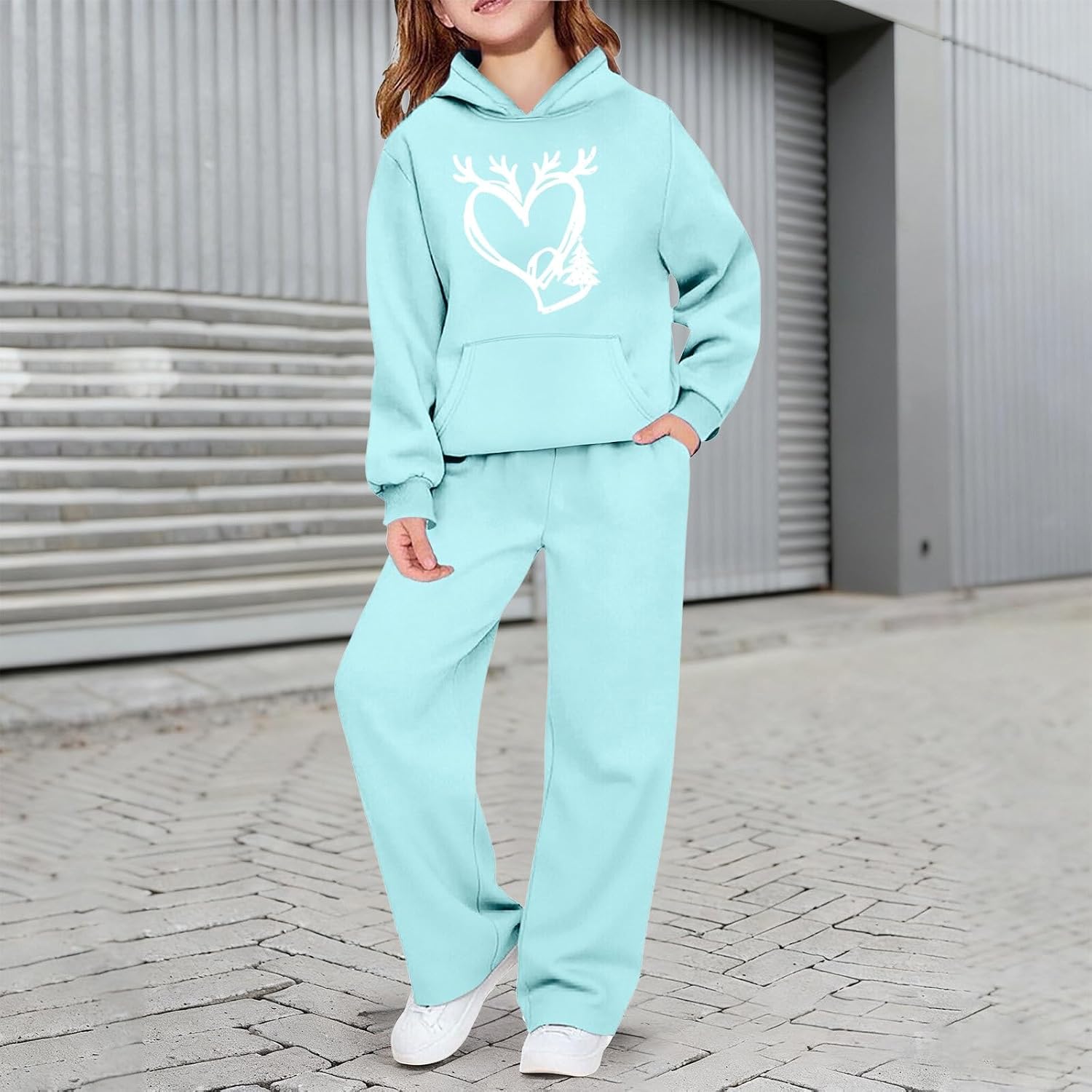 Girls Boys Tracksuit Sets Athletic Sweatsuits Hooded Sweatshirt And Jogger Sweatpants Outfits 2 Piece Sets For Kid