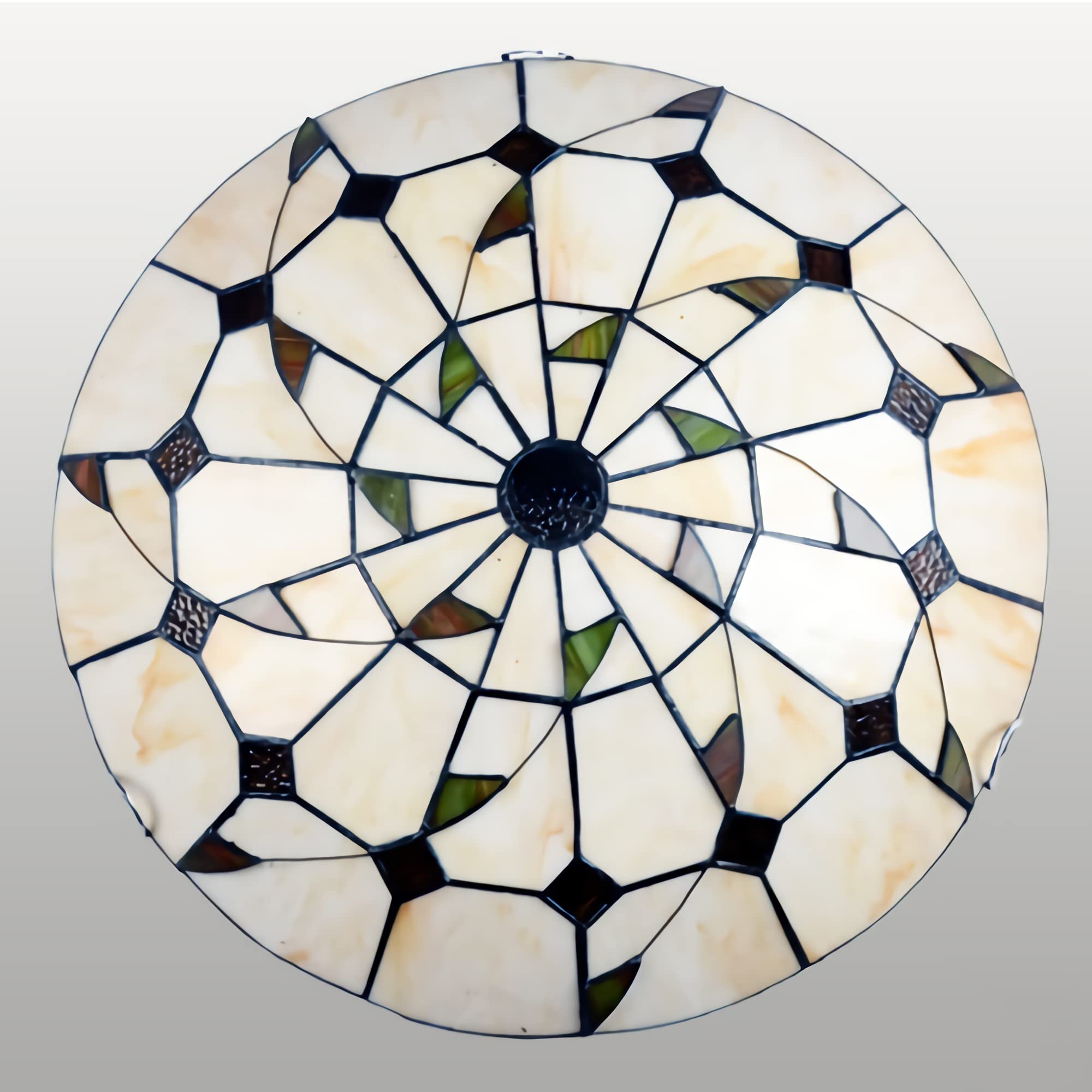 Plafonnier Tiffany en verre teinté fait main de 30 cm de diamètre pour loft