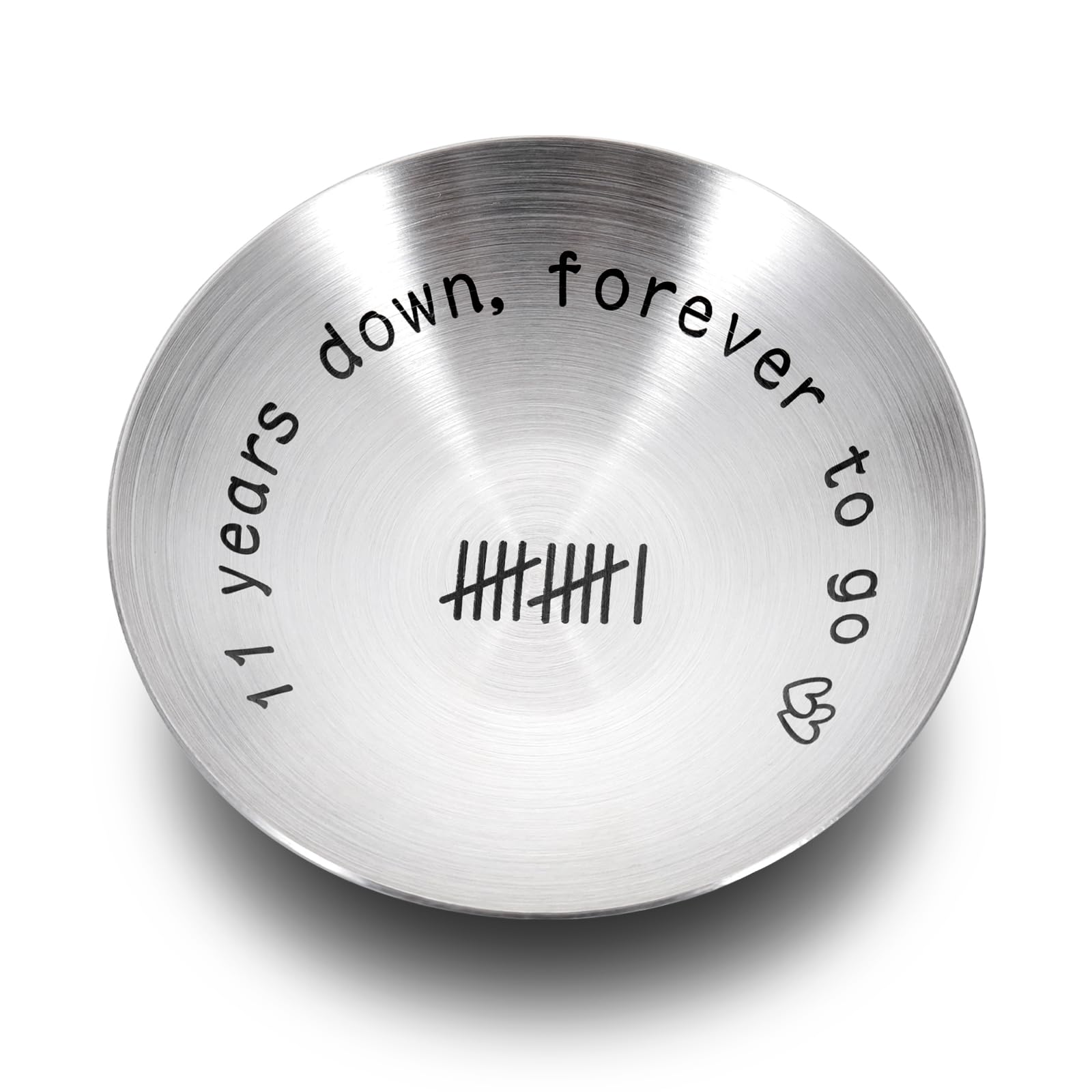 11th Anniversary steel Gifts for Her Him Couple Gifts Ideas 11 Year Anniversary Steel Gifts 4" Ring Holder Dish Jewelry Tray Wedding Gifts for wife Husband Christmas Valentines Gifts for Girlfriend