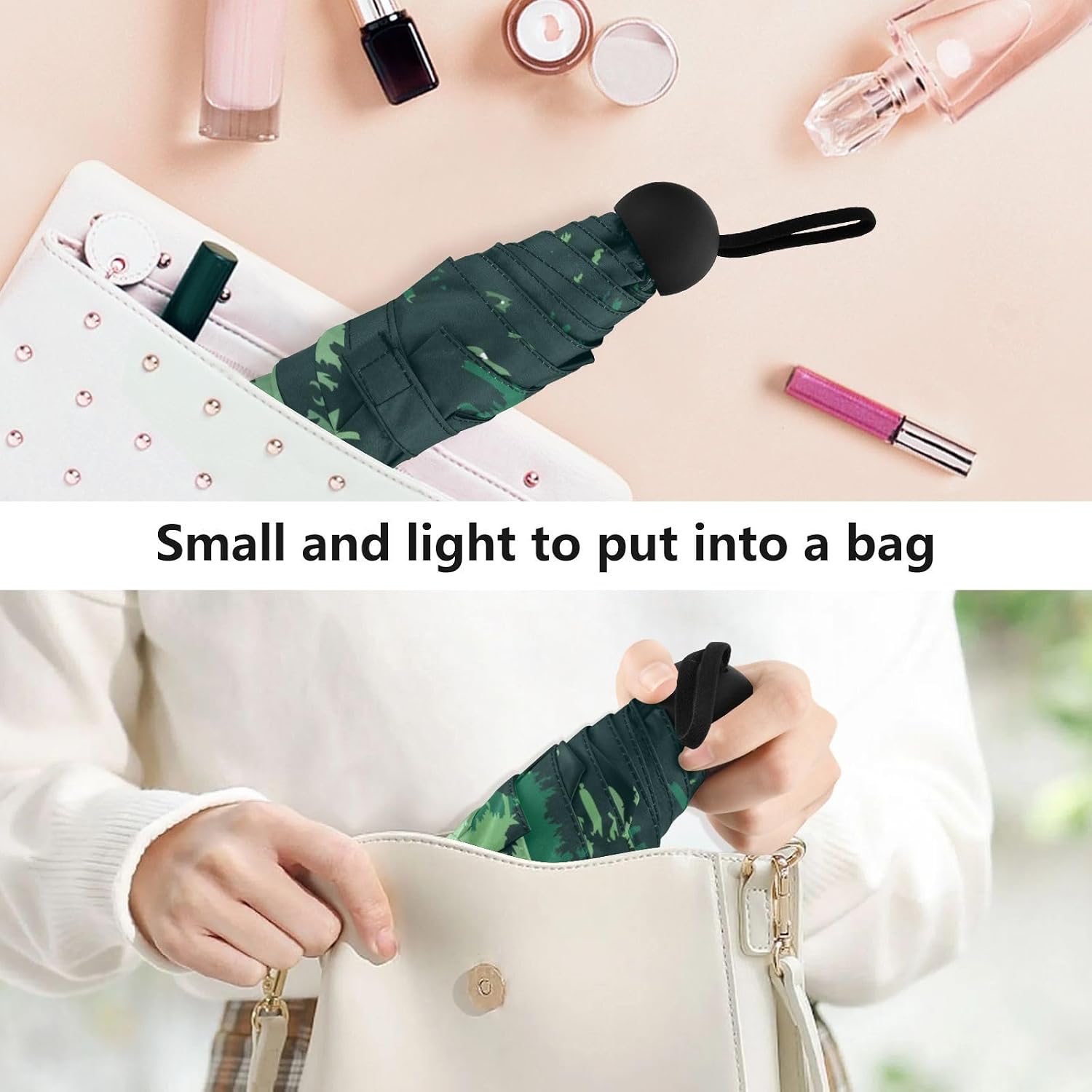 Mini Travel Umbrella, Small Compact Windproof Portable Umbrella for Sun and Rain UPF 50+ UV Protection