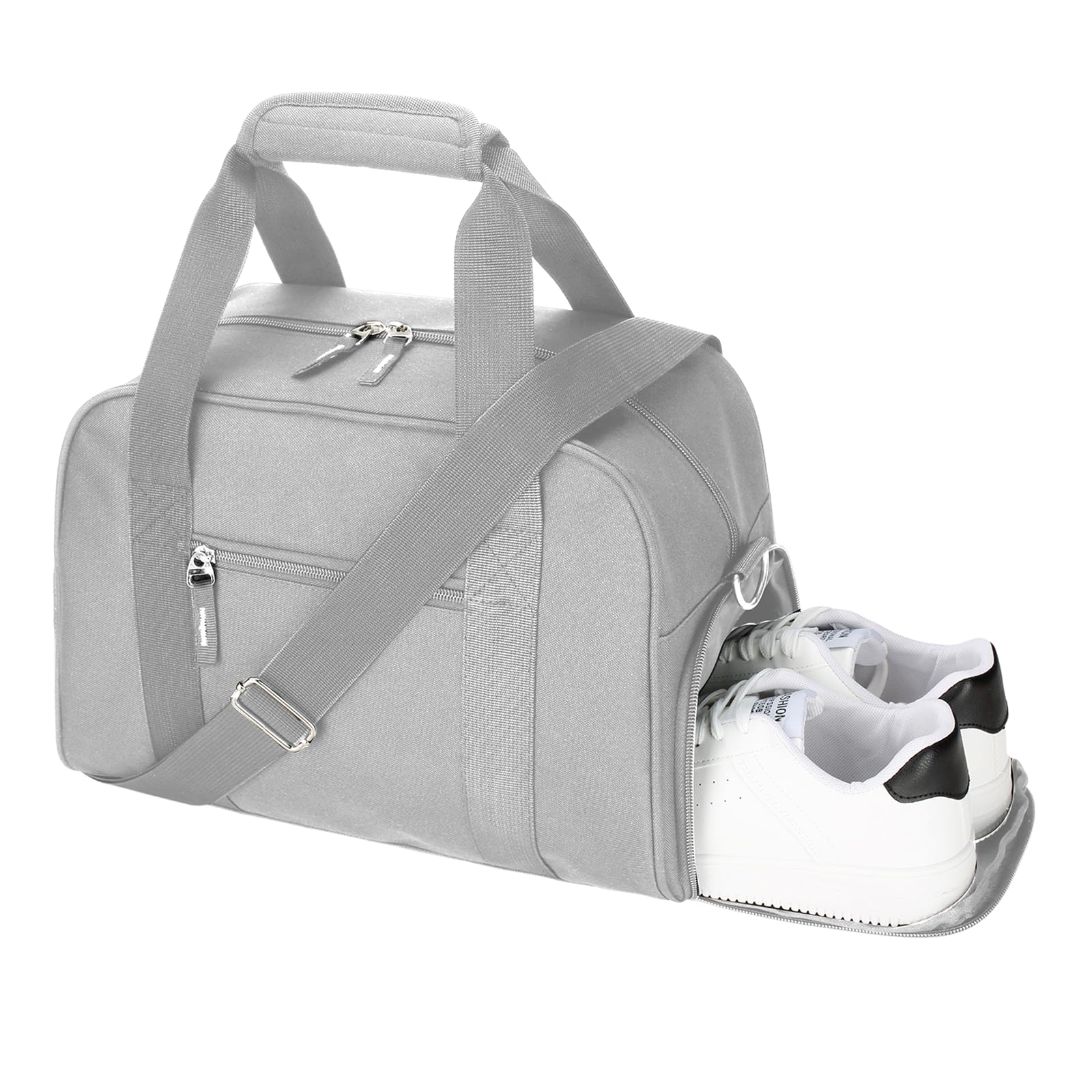 SeaRock 14 inch Small Gym Bag for Women & Men - Mini Duffle Bag Weekender & Overnight with Shoe Compartment Travel, Sports, Workout, Gray