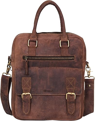 Bolso bandolera de cuero auténtico, llevar en la mano o sobre los hombros, para el trabajo, viajes o universidad