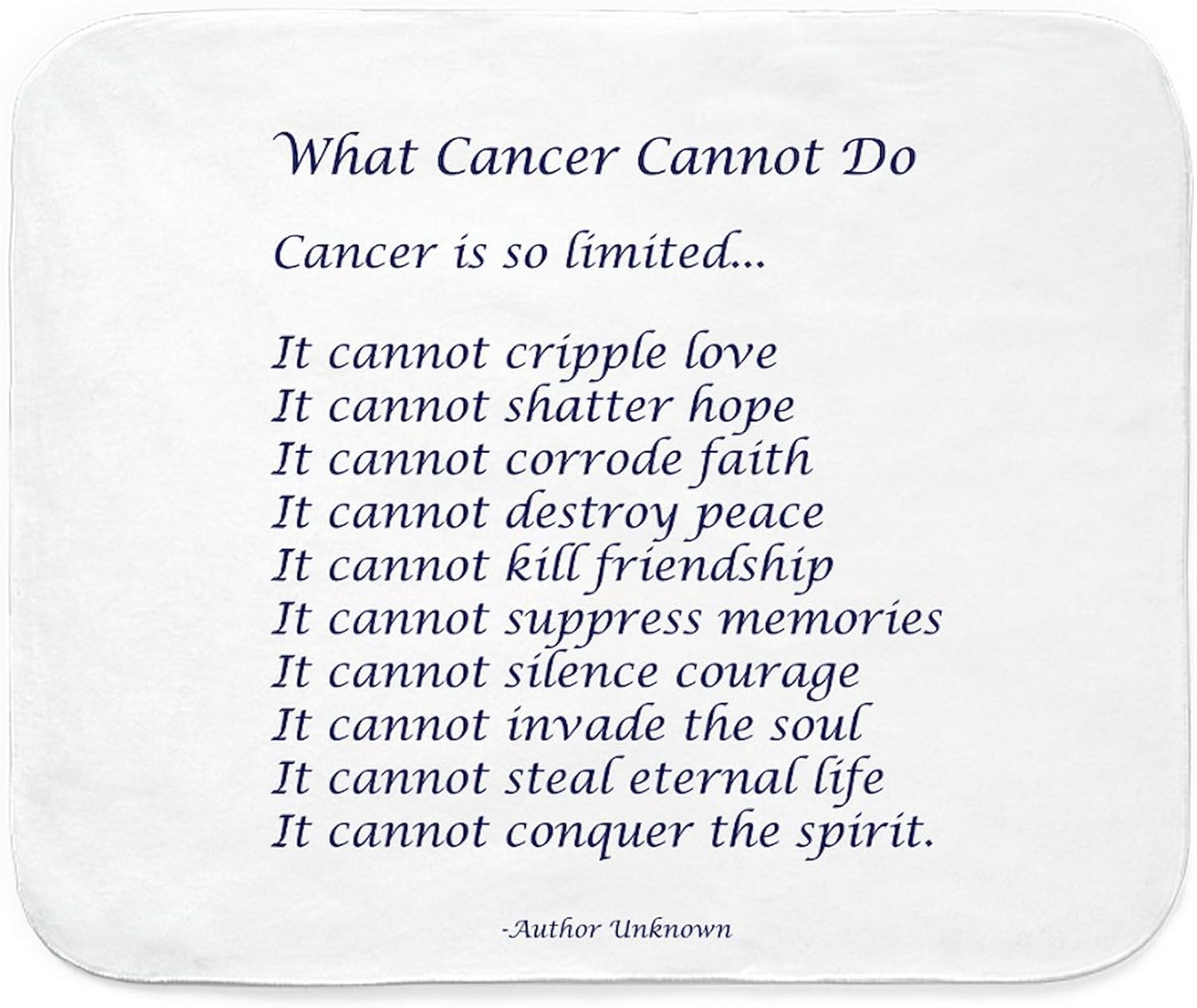 CafePress What Cancer Cannot Do Poem Sherpa Fleece Throw Bla Sherpa Fleece Throw Blanket 60" L x 50" W