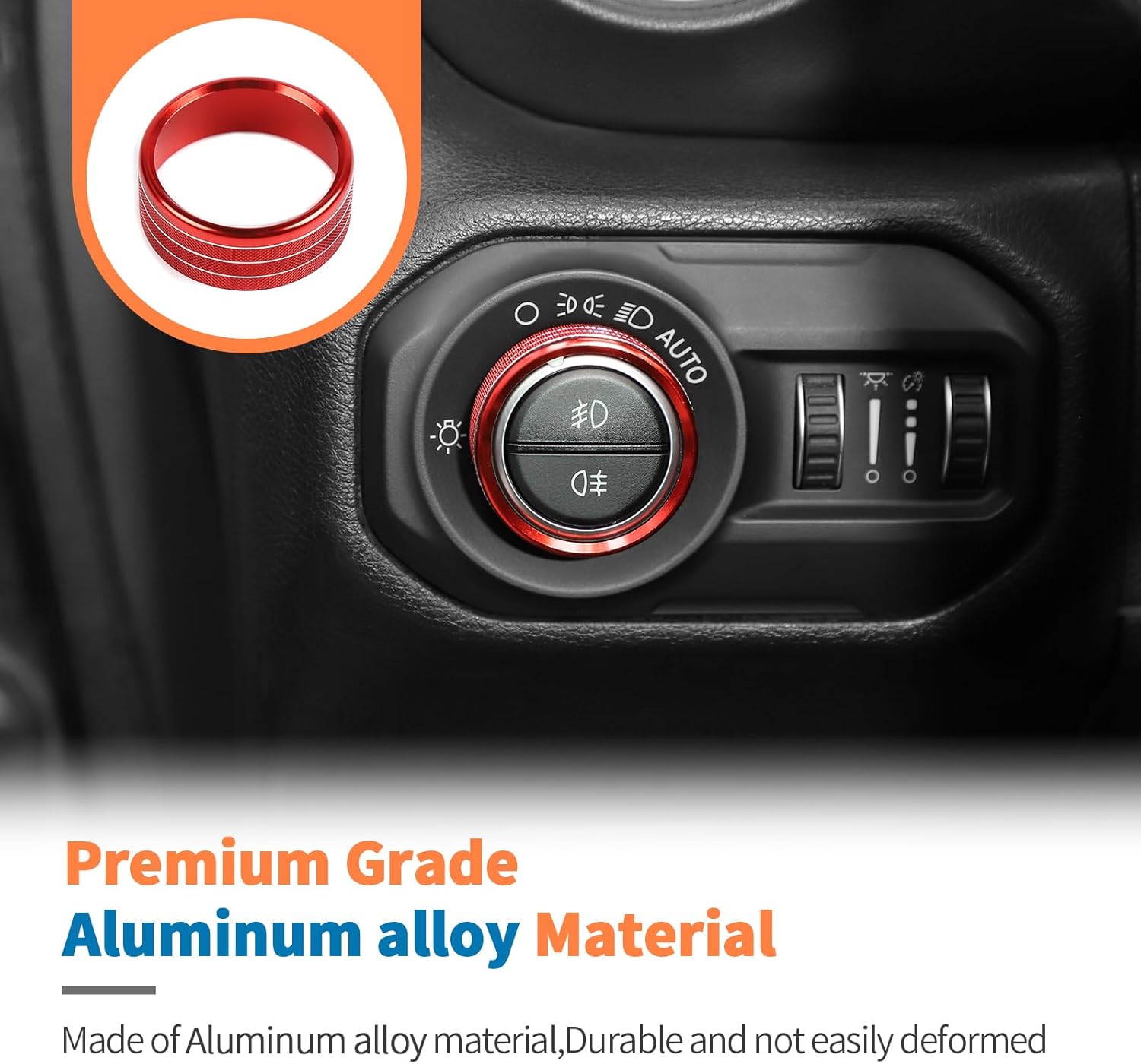 for Jeep Wrangler JL & Gladiator JT Window Switch Button Knob Cover Trim Kit, Red Aluminum Interior Decoration Accessories (2018–2024 2025+)