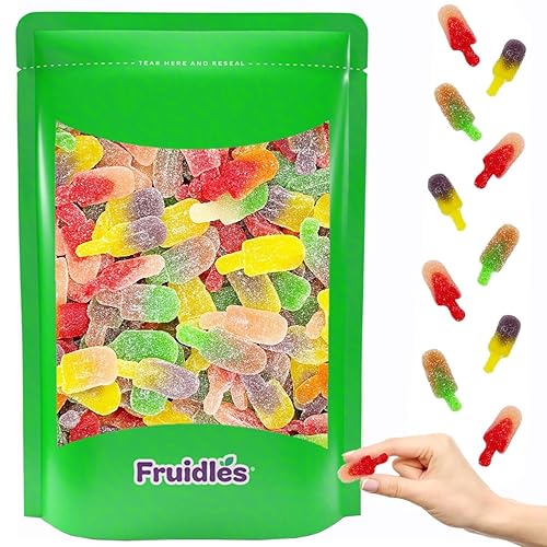 Fruidles Ice Pops Gummy Drops Candy, deliciosas gomitas con sabor a frutas recubiertas de azúcar (1 libra)