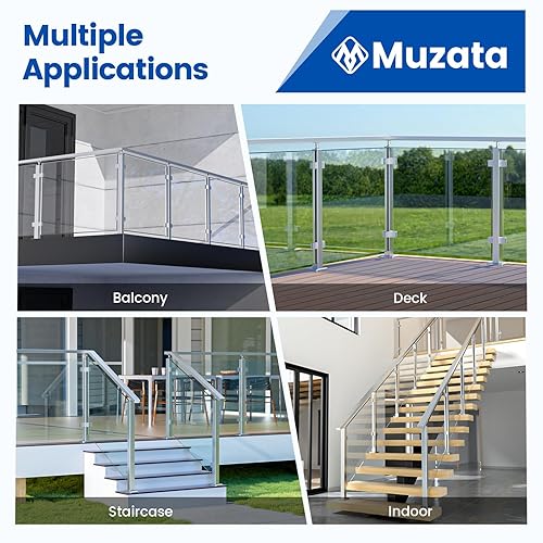 Miniatura 6 de Muzata Paquete de 8 abrazaderas de vidrio ajustables para grosor de 516"-12" (0.315 in-0.472 in) cuadrado cepillado 1 34" x 1 34" soporte de estante