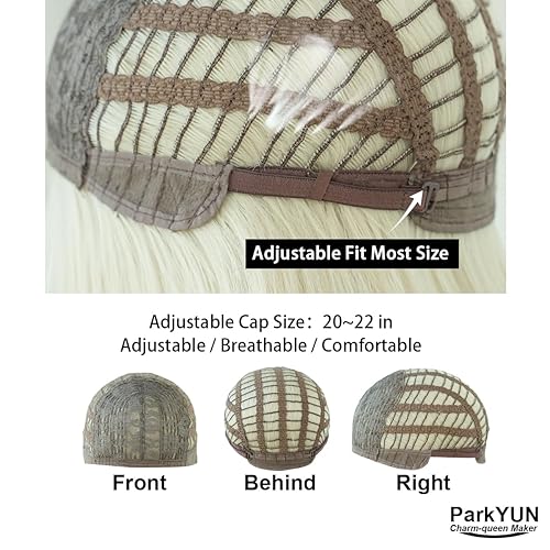 Miniatura 9 de PARK YUN Peluca larga y lacia de color rojo vino con flequillo, peluca de 26 pulgadas, color borgoña, con raíces oscuras, aspecto natural, color