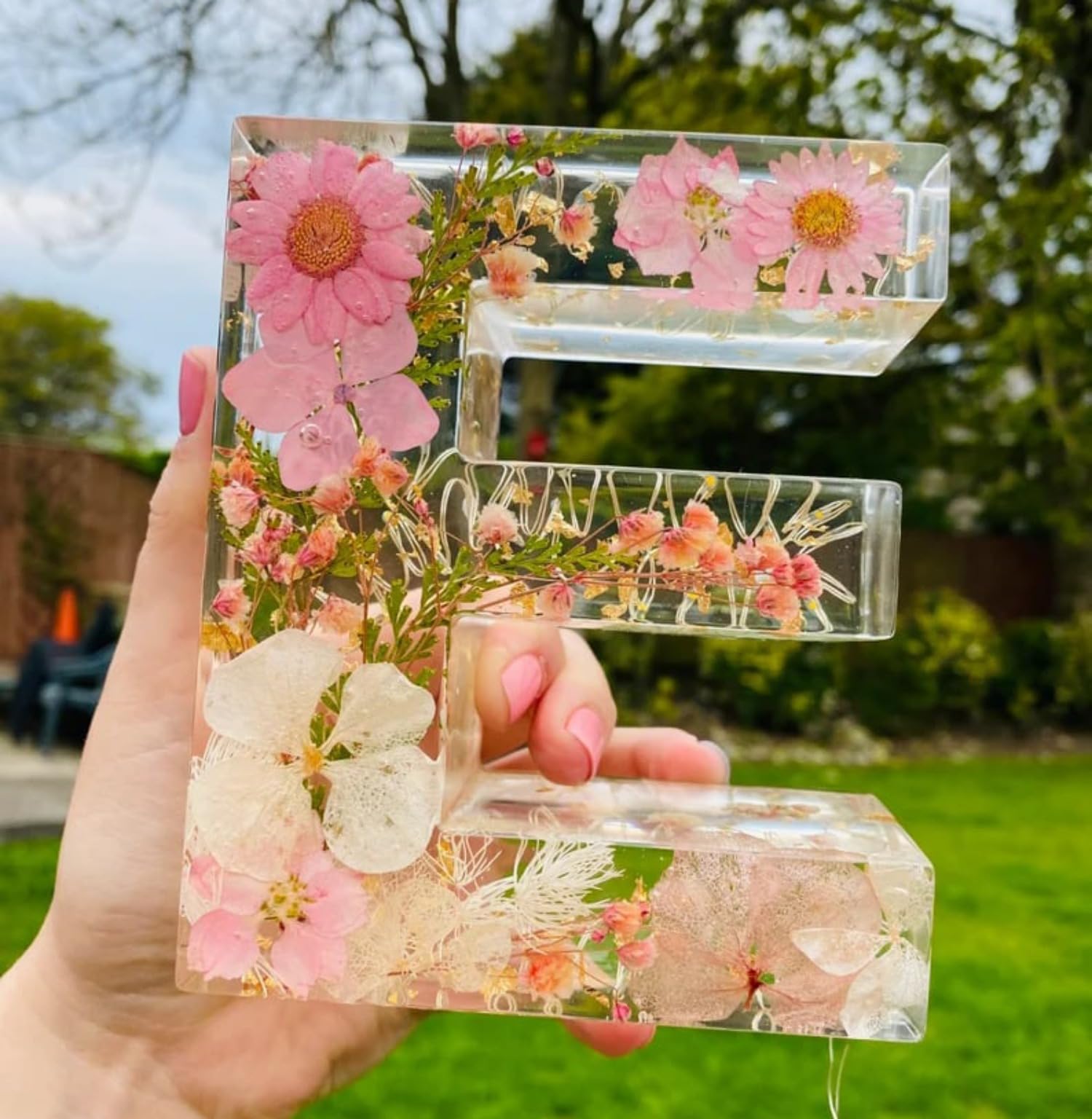 Floral Resin Light, Floral Night Lamp, Letters Floral Resin Nightlight, Random Dried Pressed Flower Resin, Alphabet Light for Mother/Wife/Birthday Gift/Mother's Day Gifts (Color : B, Size : OneSize