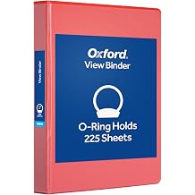 Oxford 1 Inch Binder, Durable 3 Ring 1 Inch with View Cover, XtraLife Hinge, Non-Stick PVC-Free, Red, 225-Sheet Capacity, Single Binder 1017671