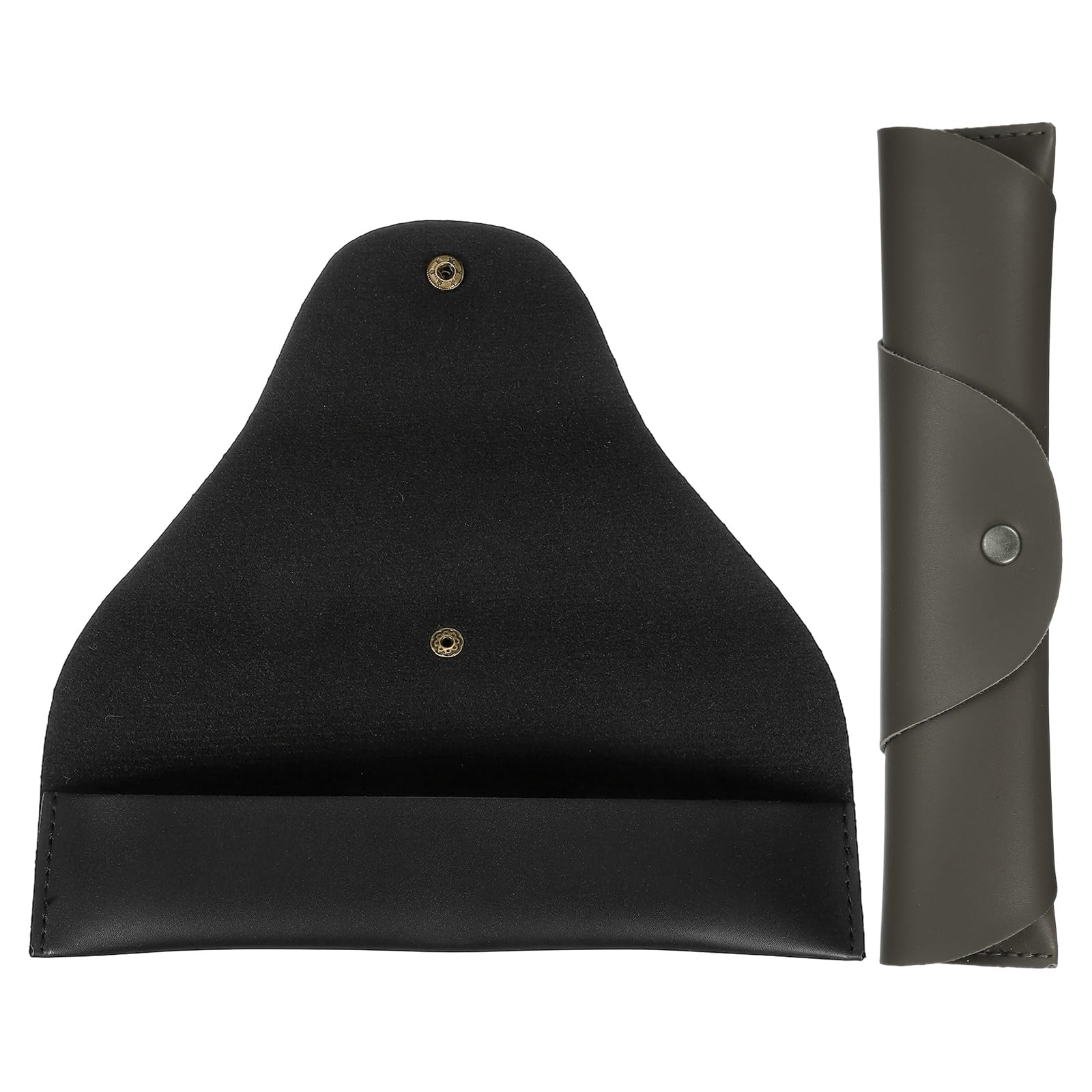 PATIKIL Vintage Leather Pen Case Roll Leather Pen Holder, 2 Pack Snap Cover Pencil Sleeve Case Roll Bag for Ballpoint Markers Art Supplies Office, Black/Gray