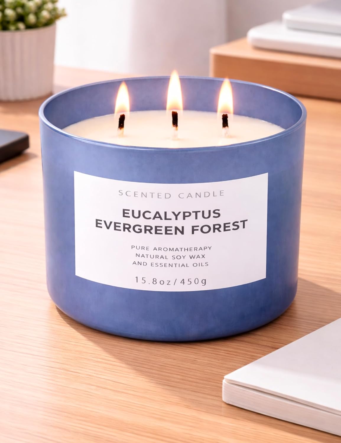Eucalyptus Evergreen Forest 3-Wick Soy Candle, 15.8 oz | Winter Pine, Balsam Fir & Evergreen Scented Candle | Woodsy Aromatherapy Candle for Home | Clean Burn, Long-Lasting - Image 9