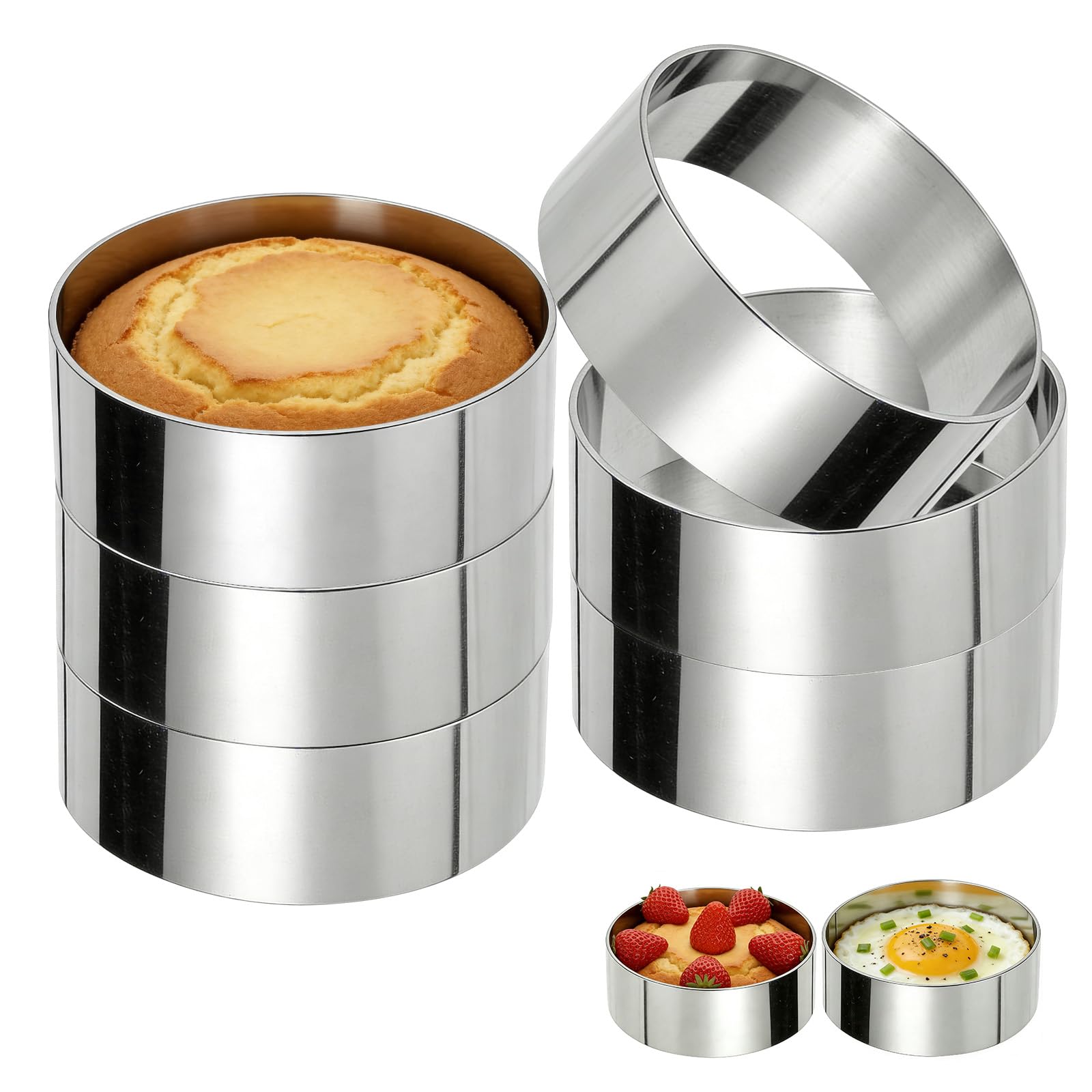 Cercle à pâtisserie de 10cm en acier inoxydable lot de 6 pièces pour gâteaux et mousses