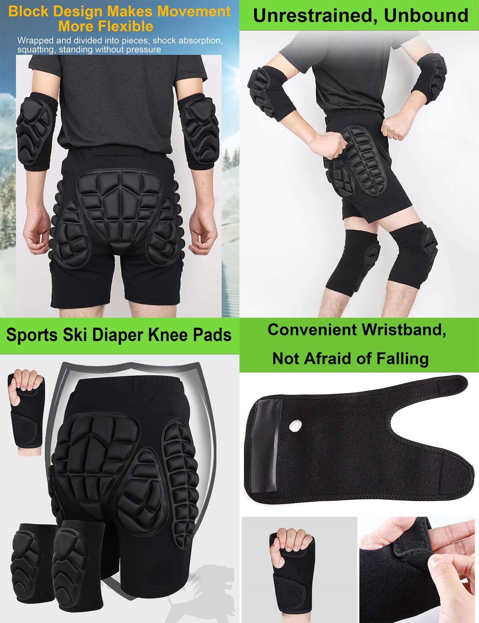Ginocchiere for Donna E Uomo, Ginocchiere for Basket Pallavolo for Donna E Uomo, Attrezzatura da Wrestling, Crash Pad, Attrezzatura da Snowboard, Ginocchiere