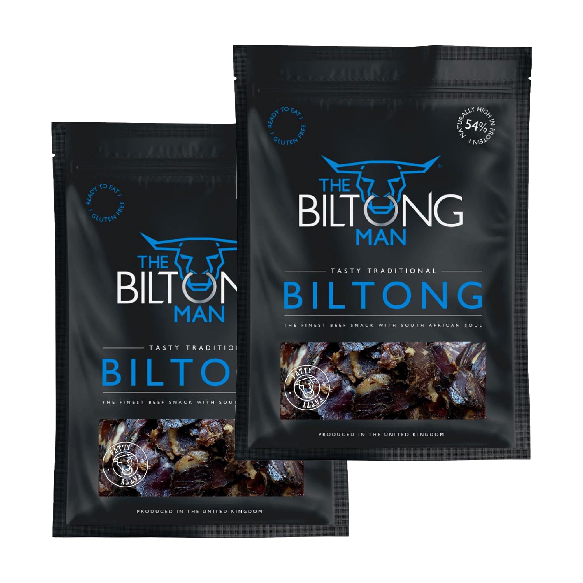 The Biltong ManTasty Traditional Fatty Beef Biltong - High-Protein Dried Beef Snack, 1kg (2 x 500g)