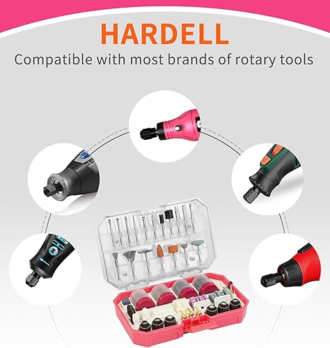 Miniatura 3 de HARDELL Accesorios para herramientas rotativas, 230 piezas, kit de accesorios de herramientas rotativas eléctricas, vástagos de 18 pulgadas de