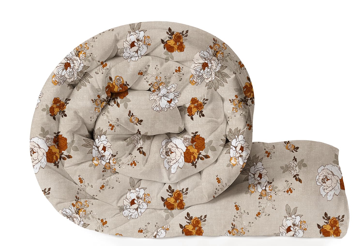 VAS COLLECTIONS 220 GSM Microfiber Reversible AC Comforter |Quit | Blanket | Duvets for Single Bed 180Tc (60x90 Inches, Off White and Orange)-picture-33