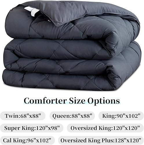 Miniatura 5 de GOHOME - Edredón de tamaño individual para todas las estaciones, mullido y suave con relleno alternativo de plumón, edredón de microfibra con 8