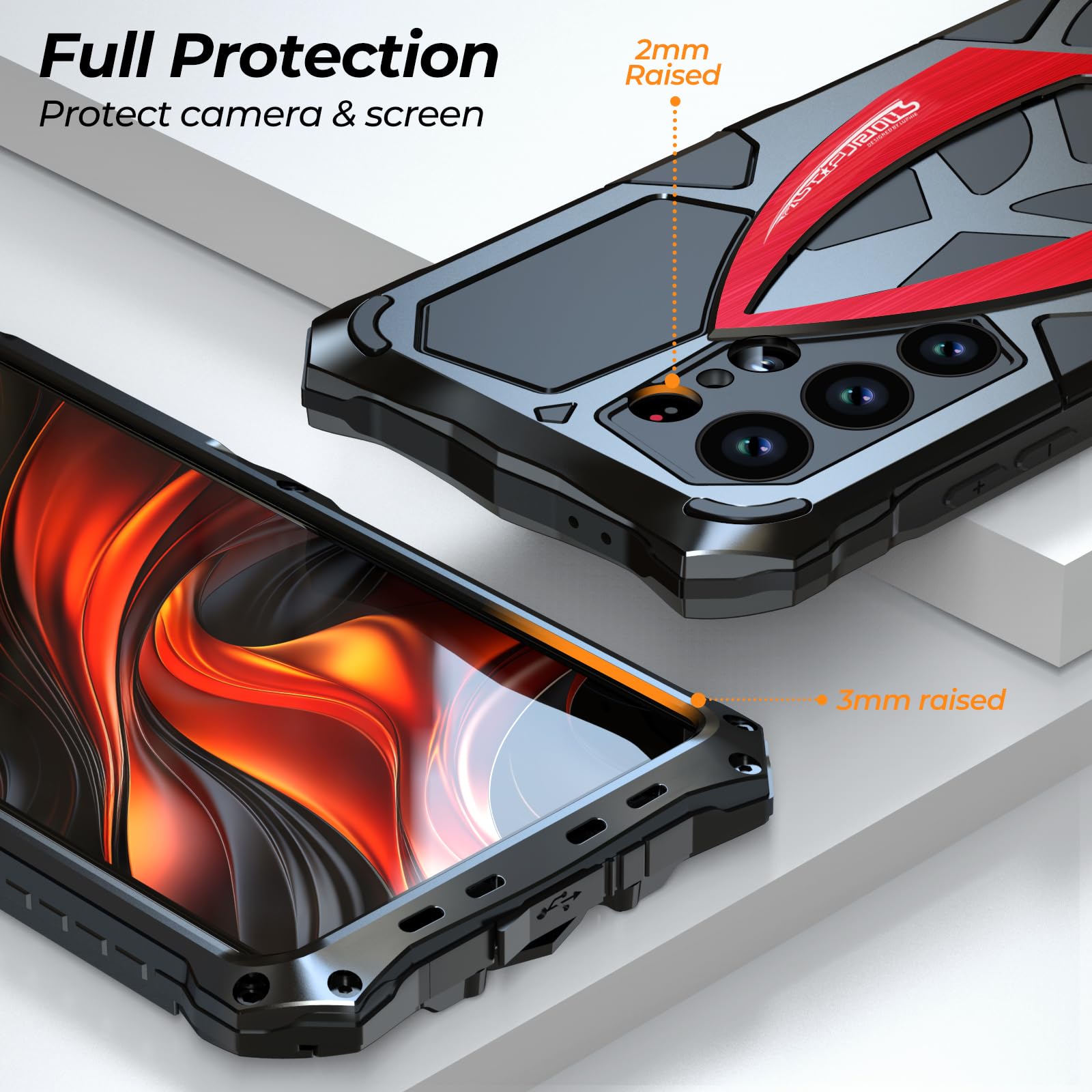 Cover per Galaxy S26 Ultra 5G Metallo e Silicone Case Robusta Militare Protezione Custodia per Samsung S26ultra - Rosso