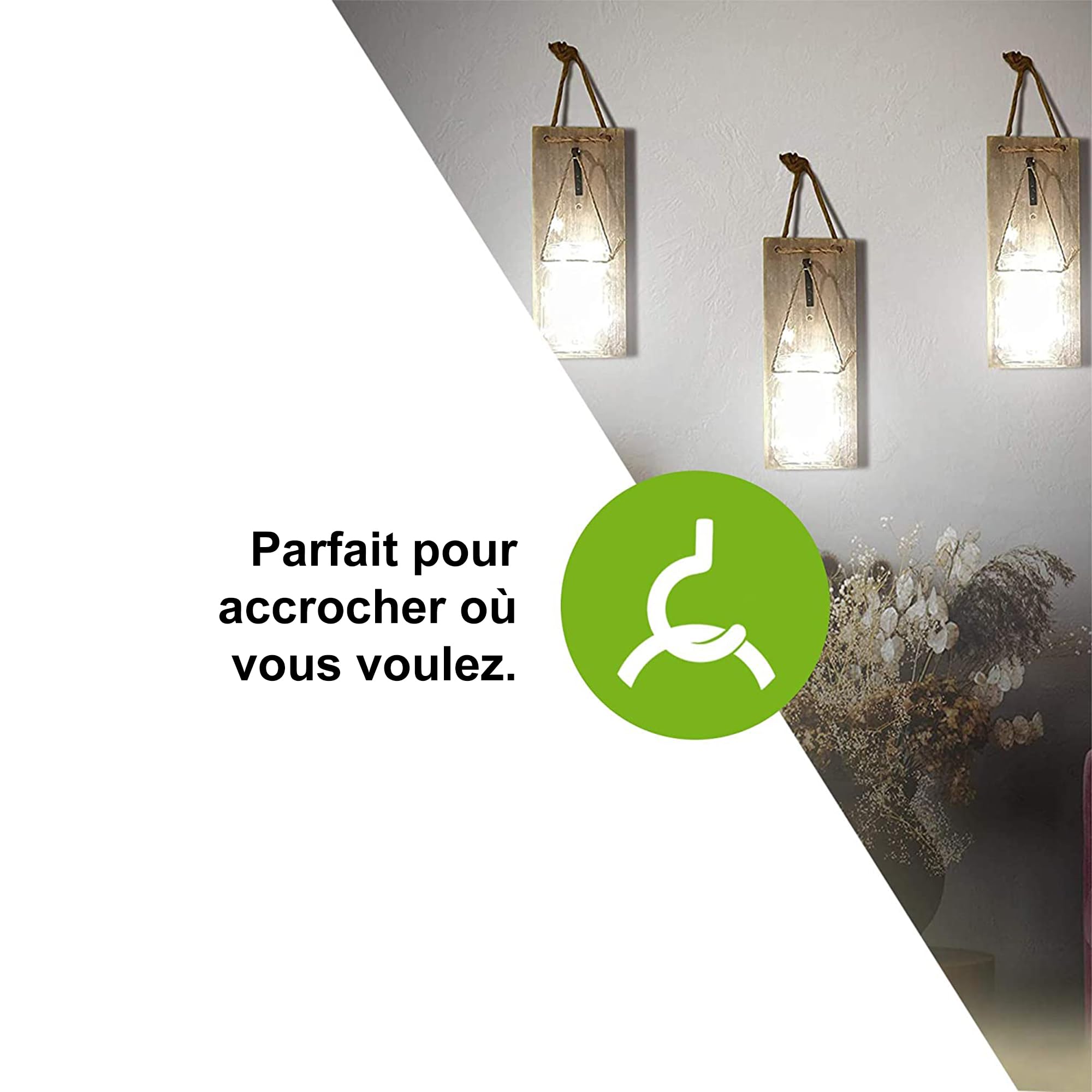 ISOTRONIC Set de 2 appliques murales LED en verre – Décoration bocaux Mason avec guirlande et planche en bois – Style rustique à piles – Bocaux à remplir soi-même pour jardin, salon et terrasse
