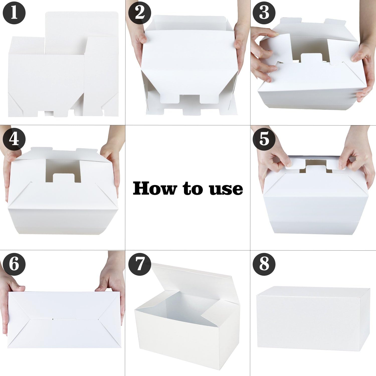 LaRibbons 20Pcs Recycled Gift Boxes - 9 x 4.5 x 4.5 inches White Paper Box Kraft Cardboard Boxes with Stickers Cotton String, Perfect for Party, Wedding, Gift Wrap