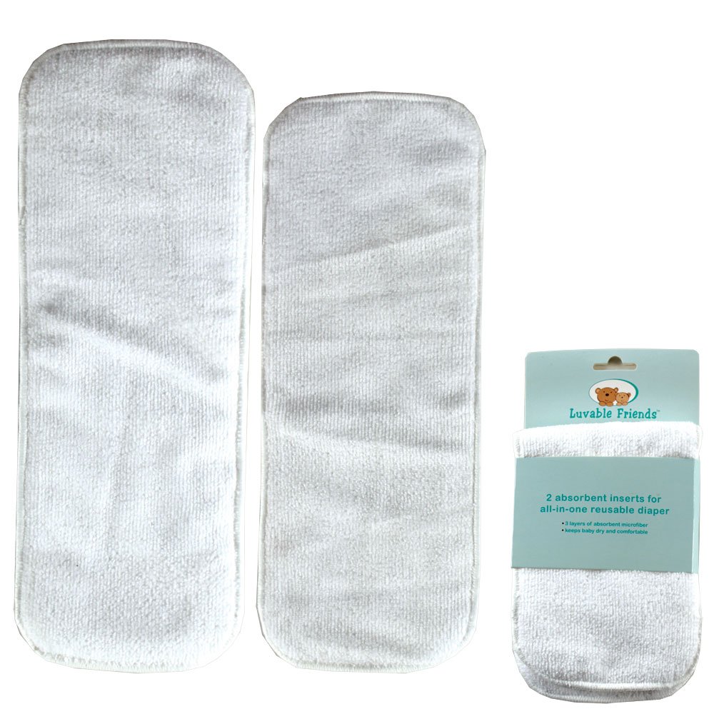 Luvable Friends 2 Count Absorbent Inserts for All-In-One Reusable Diaper, White