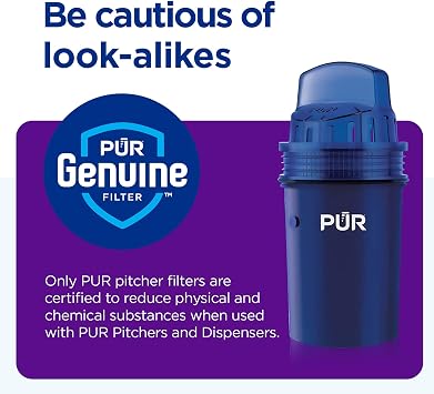 PUR Water Pitcher & Dispenser Replacement Filter 4-Pack, Genuine PUR Water Filter, 2-in-1 Powerful and Faster Filtration, 8-Month Value, Blue (PPF900Z4)