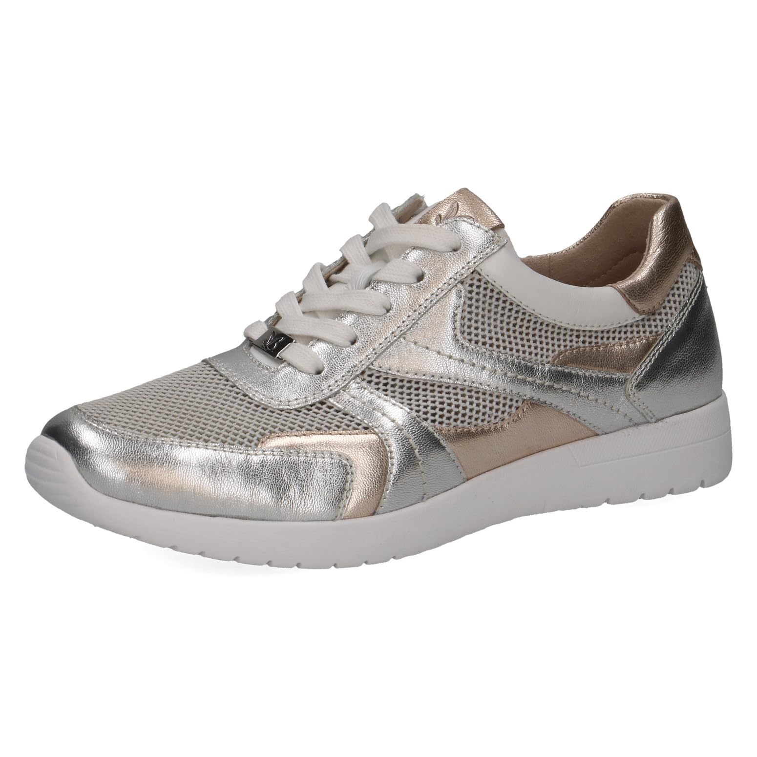 CAPRICE Women's Flat Sneakers, White (White/LT Gold), 4 UK