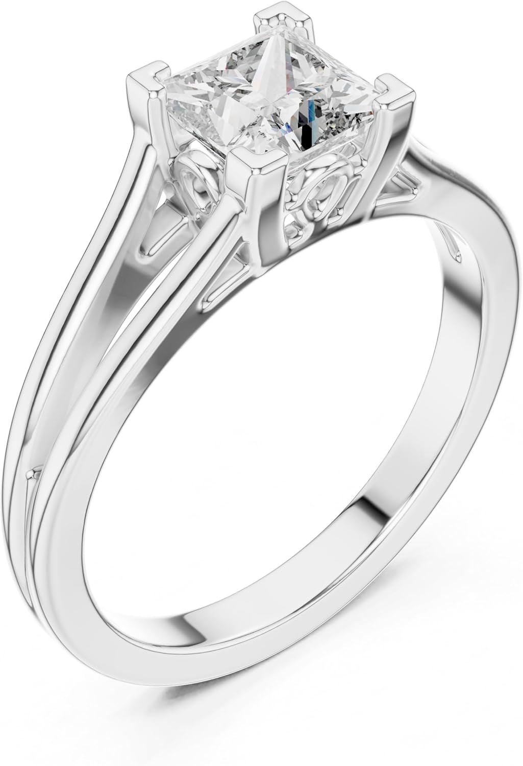 1-5 Ct Rose Gold Princess Cut Solitaire Engagement Ring for Women – Split Shank Band, Elegant Promise Ring, Minimalist Bridal Jewelry