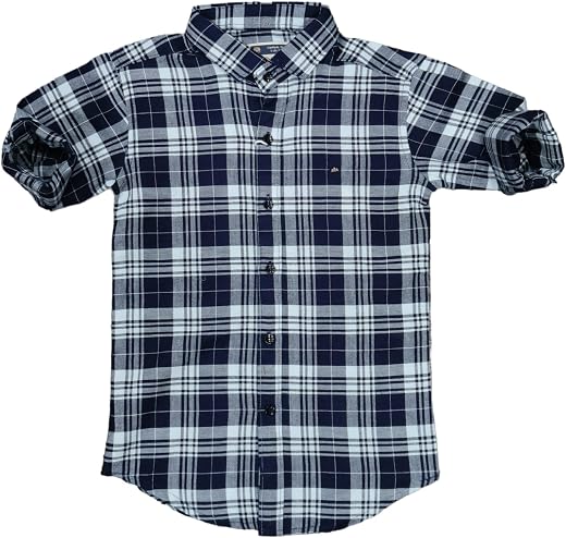 SKY PEARL Regular Fit Cotton Casual Check Shirt for Boys