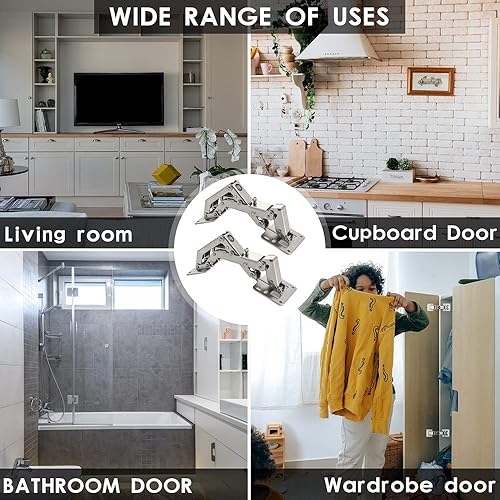 Miniatura 6 de Bisagras de 170 grados sin marco, bisagras de montaje ajustables hidráulicas ocultas, cierre suave, armario de amortiguación de acero inoxidable, 1