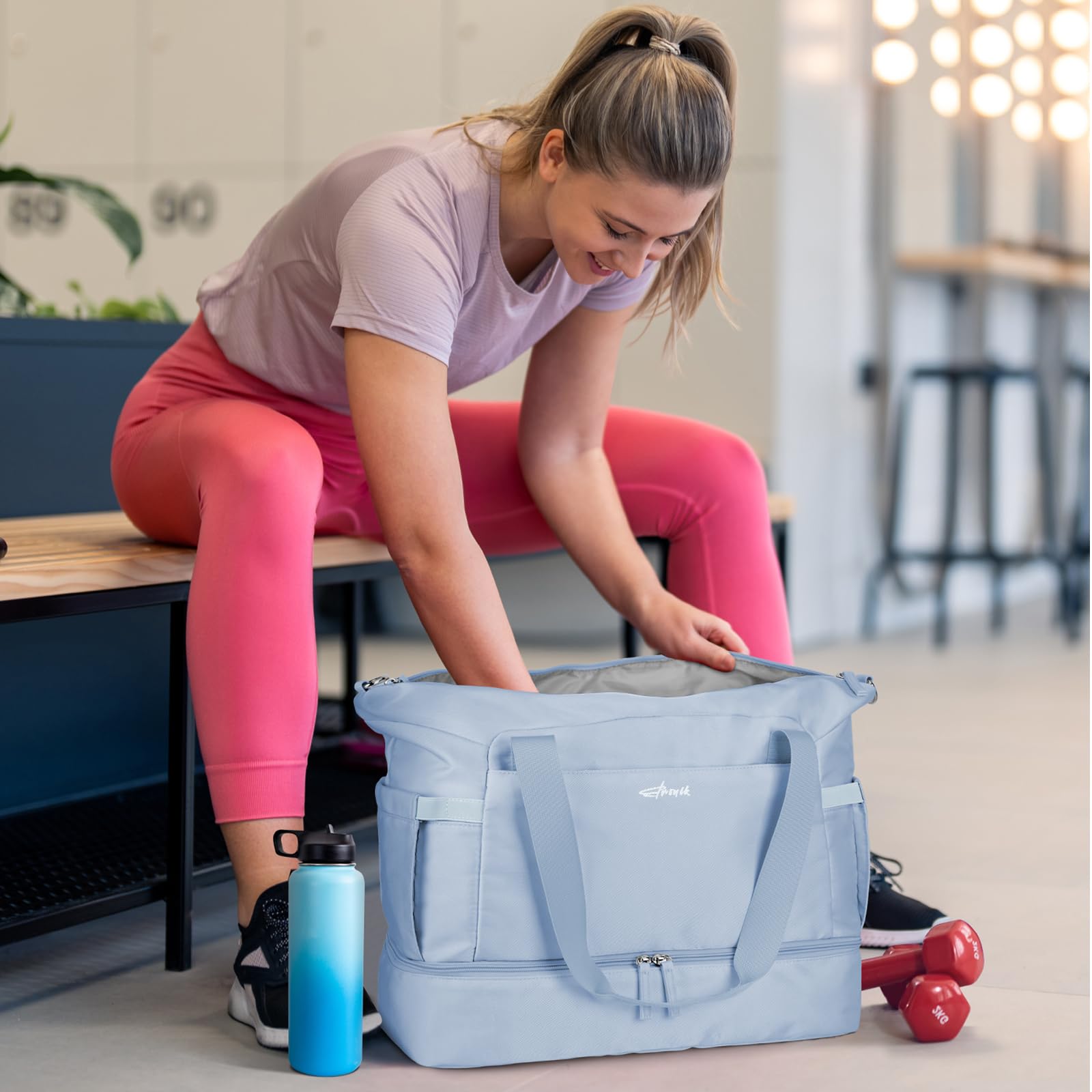 Gym Bag for Women, Personal Item Travel Bag with Shoes Compartment for Trip view 5