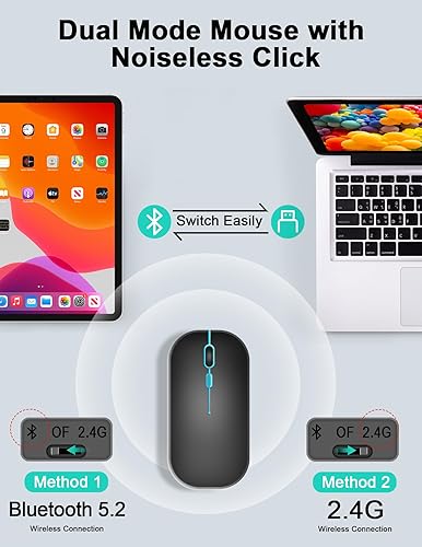 Miniatura 4 de 7 colores retroiluminados Bluetooth teclado y ratón combo para iPad ProAirMini, teclado inalámbrico recargable ultrafino y mouse para iPhone 151413