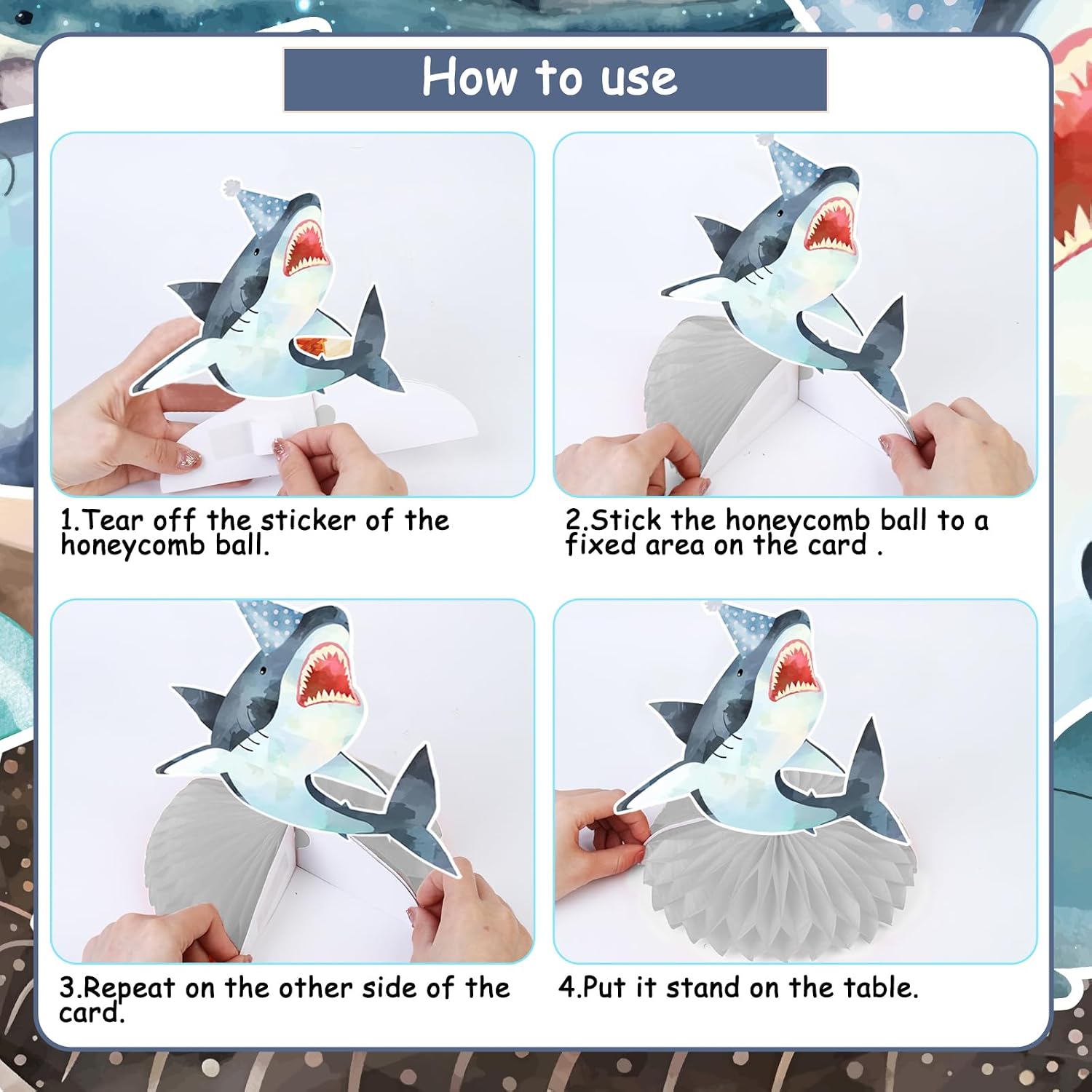 TWO WILD Shark Birthday table Decorations Shark Honeycomb Centerpieces Under the Sea Shark Birthday Party Decorations Ocean Theme Shark Baby Shower Decorations Underwater Theme Party Supply