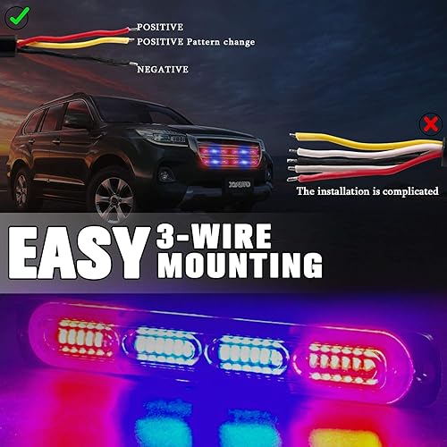 Miniatura 11 de Luz estroboscópica LED de emergencia, 24 LED, rojo, blanco, rojo, intermitente, advertencia, peligro, construcción, precaución, barra de luz