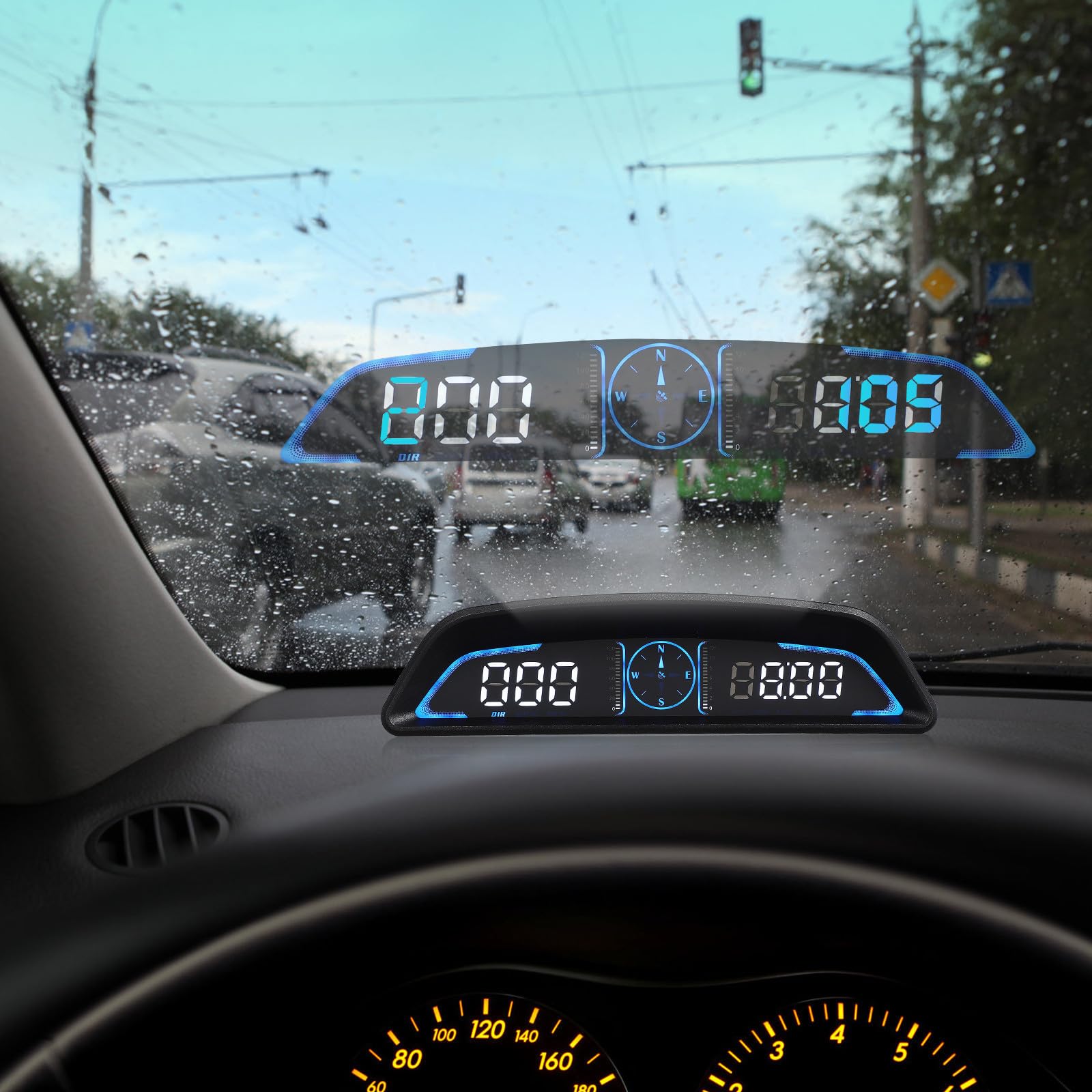 Ciieeo Display Tachimetro Auto Digitale con Allarme Superamento Velocità, Navigazione in Reale e Contachilometri Integrato per Gestione Veicolo, Materiale Abs e PC