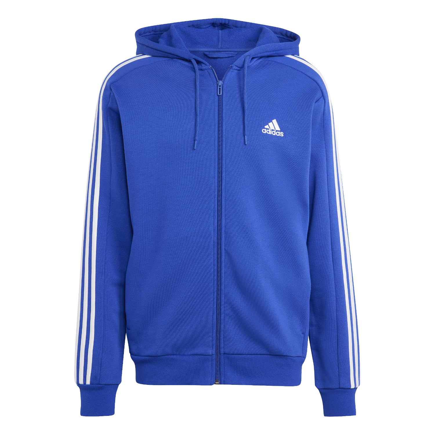 adidas Men's Essentials 3-Stripes Fleece Full-Zip Hoodie, Semi Lucid Blue, XXL